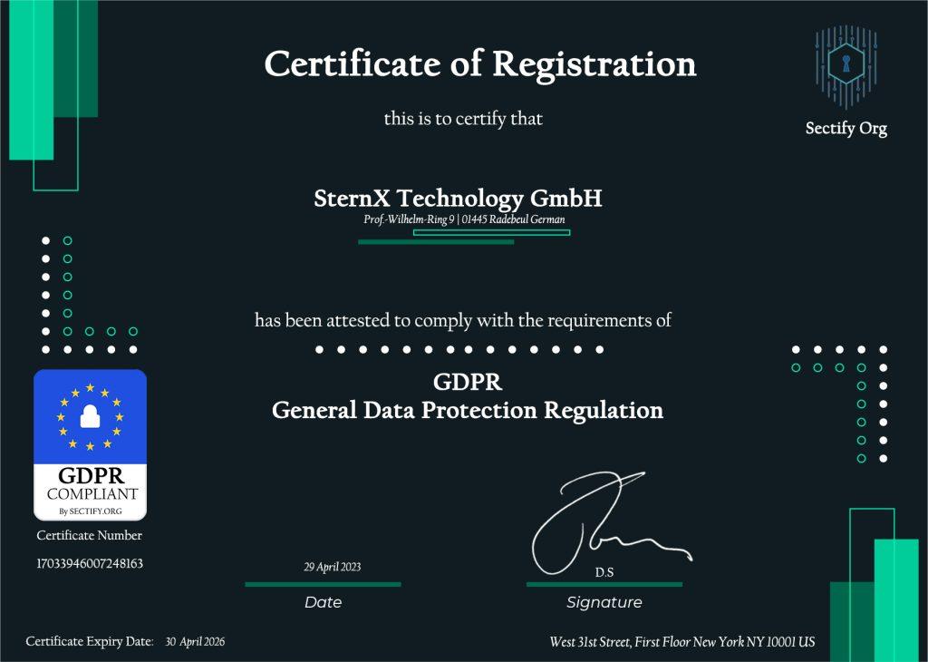 Sternx General Data Protection Regulation